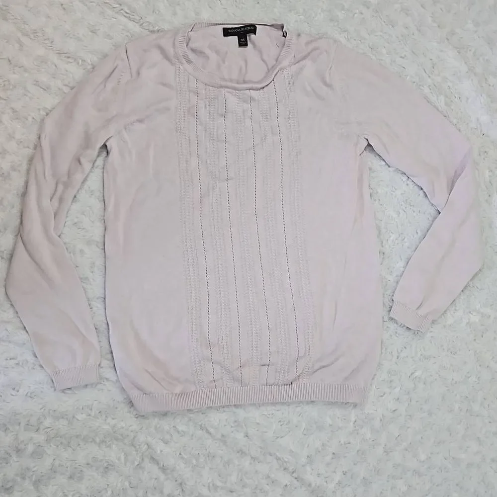 Banana Republic Pastel Lilac Pale Purple Crewneck Sweater Eyelet Size XS
